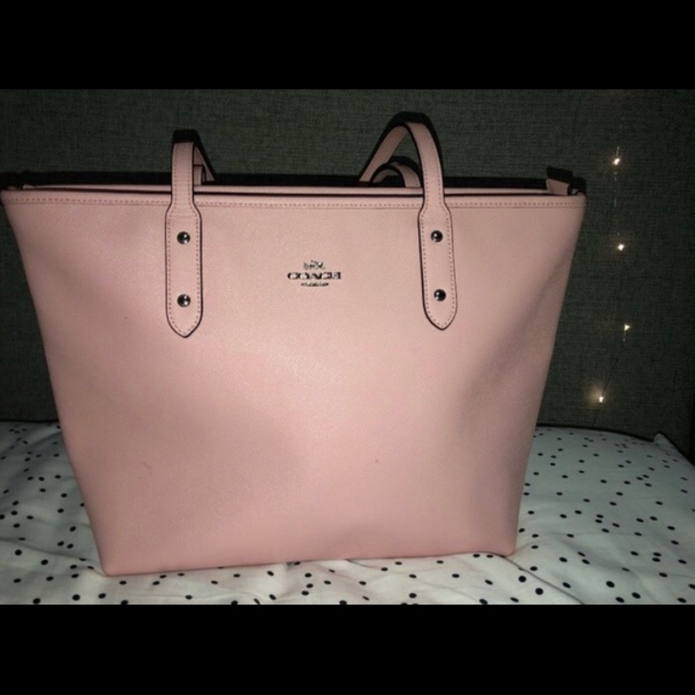 Pink coach tote purse